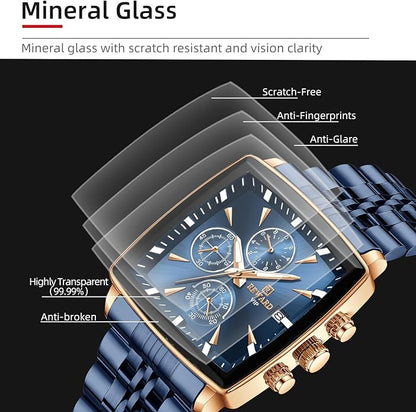 REWARD Rectangle Men'S Watches Quartz Wristwatches Luxury Business Watch Clock Luminous Hands Clock Man