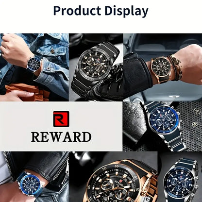 Reward VIP Men Watches 2024 Luxury Brand Sport Chronograph Men'S Wrist Watch Silicone Male Watch RD81011M